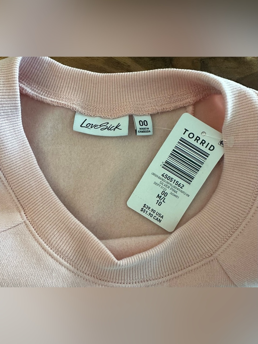 Torrid Lovesick Boatneck Crop Pullover with Ruffle Hem | Size: 00 NWT - Picture 9 of 10